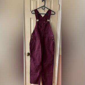 NWT Dickies Women’s Relaxed Fit Bib Overalls - Fig Maroon (Small)